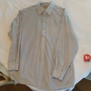 Roundtree Yorke Gold label men's grey no iron long sleeve shirt 16 1/2 x35